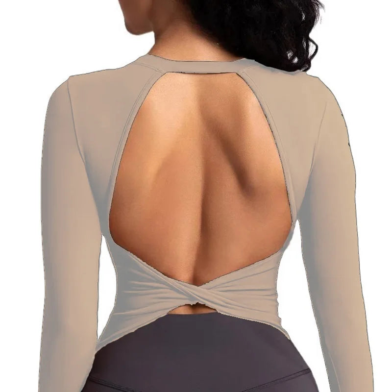 Black Beauty Back Yoga Long Sleeve Blouse