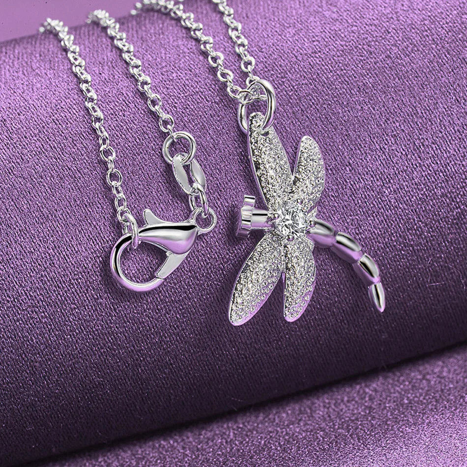 925 Sterling Silver Dragonfly Pendant Necklace Ring Earrings Bangle For Women