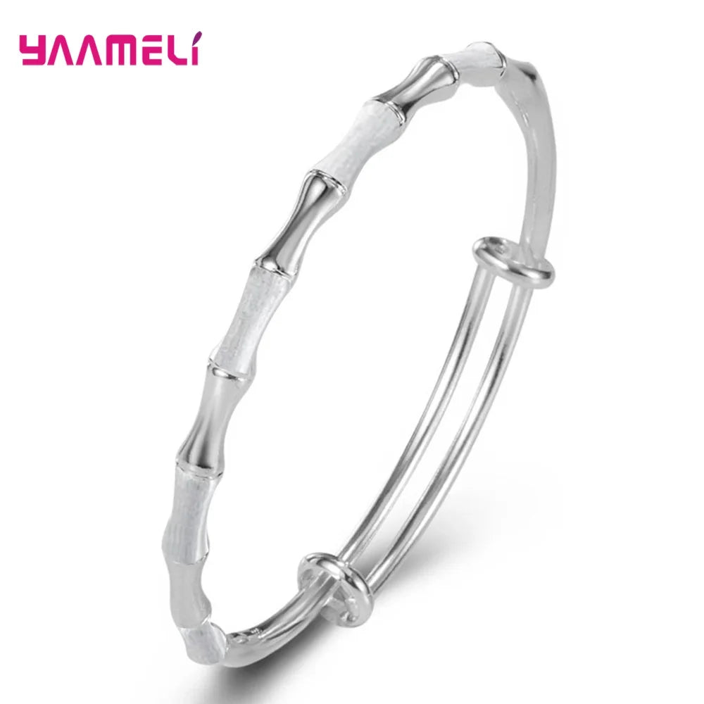 925 Sterling Silver Jewelry Bangles New Trend Bamboo Stylish