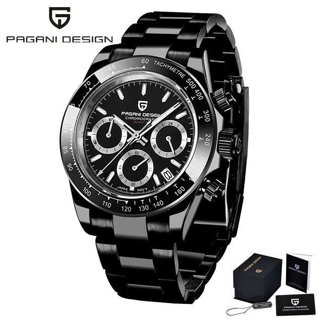 40mm New V2 PAGANI DESIGN Men's Quartz Watches Sapphire Retro Chronograph Stainless Steel