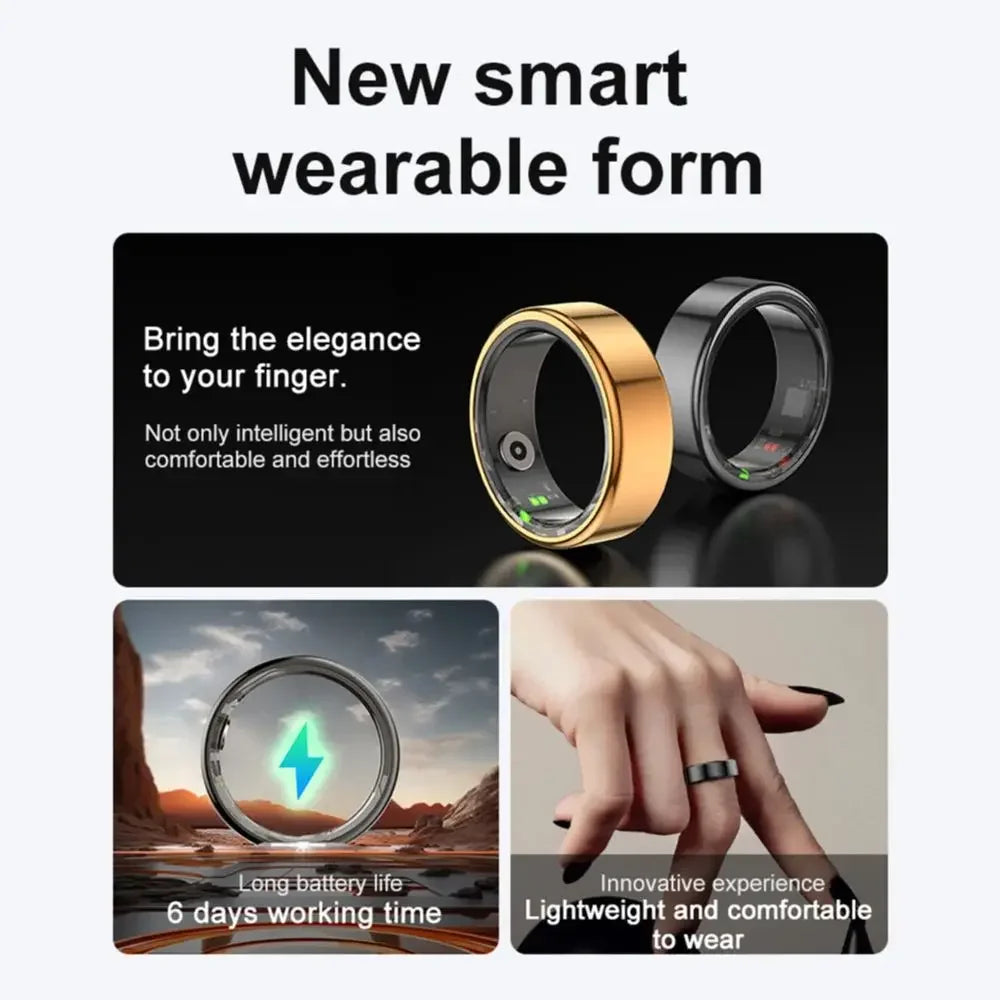 2025 NEW R02 Smart Ring Heart Rate Health Monitor IP68 3ATM Waterproof Multi Sport Modes Blood Oxygen Tracker For Men Women