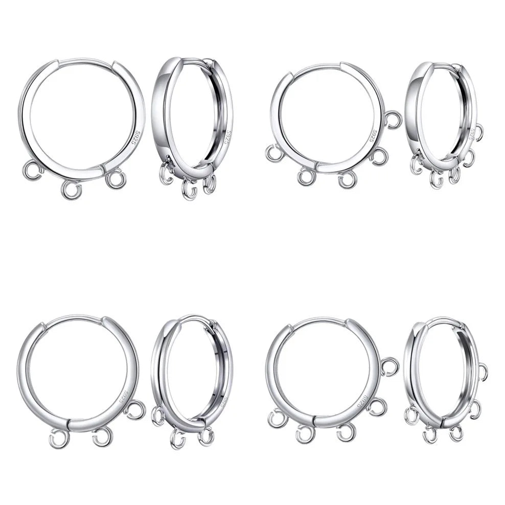 925 Sterling Silver  Circle Edge Loop Hoop Earrings Fittings